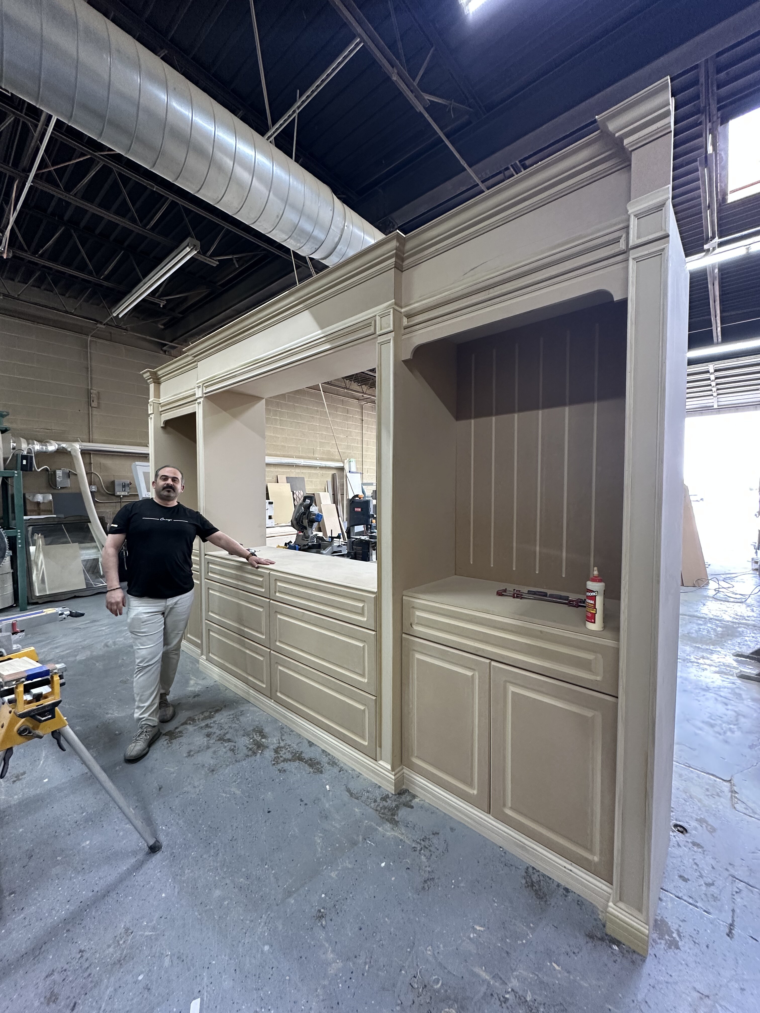 Custom built-in cabinetry being completed in the Accurate Carpentry workshop